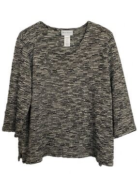 ALFRED DUNNER Acrylic Polyester Top, Women’s XL, Black White